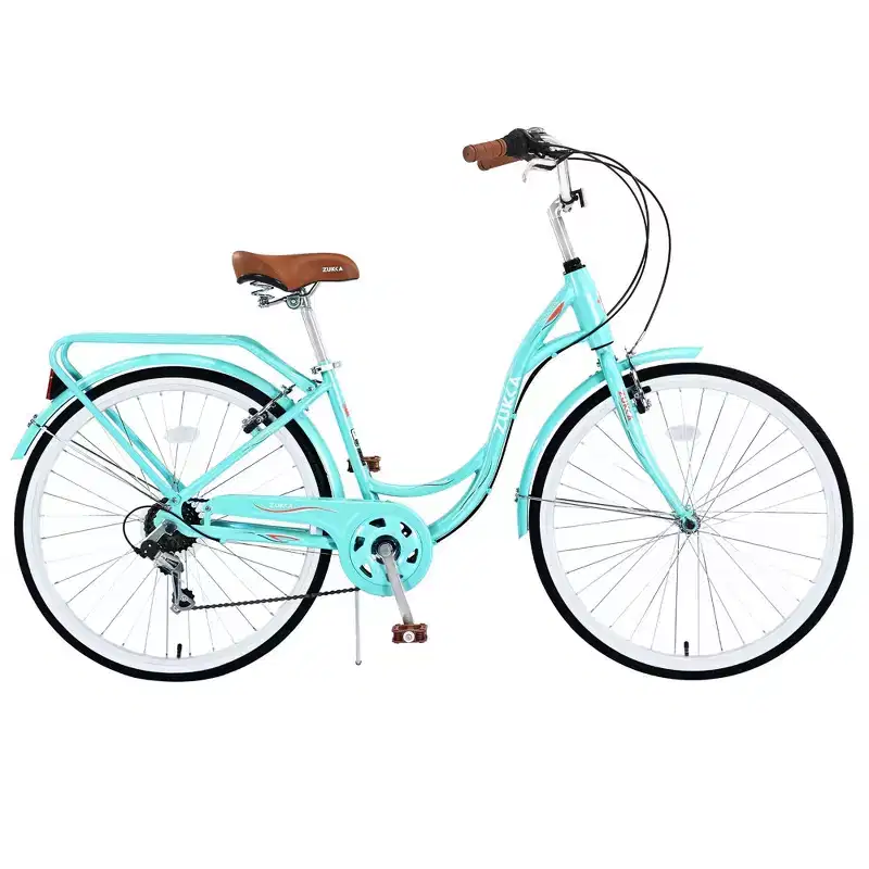 NAYSAYE Bicycle 7 Speed Steel Frame Ladies Bike for Commuting and Leisure for Active Women, Green, 66.5*45.7*22.05