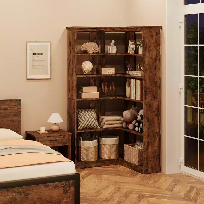 72.8 Inch Tall Corner Bookshelf - 5 Tier L-Shaped Storage Rack