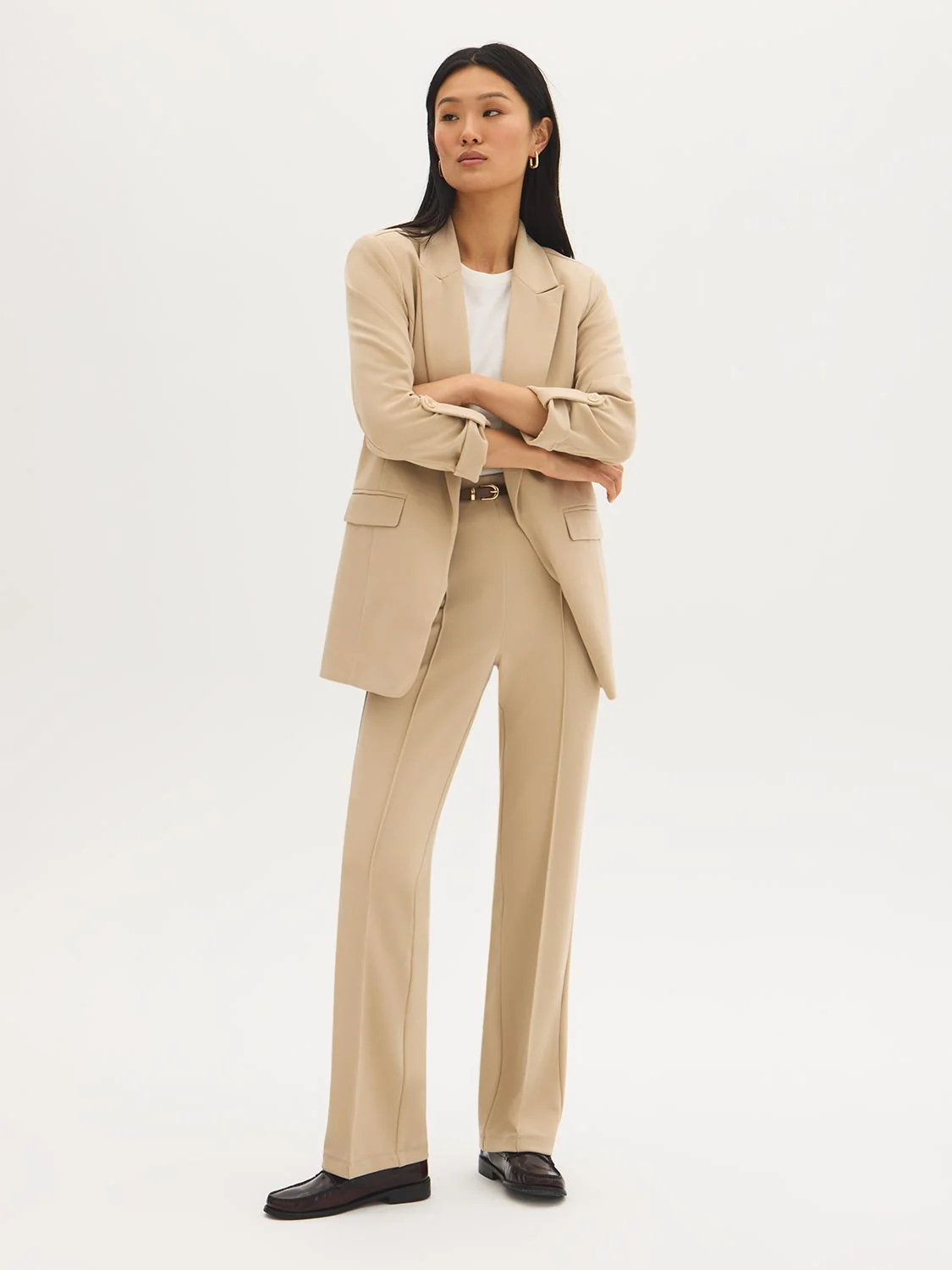 Open-Front Crepe Blazer