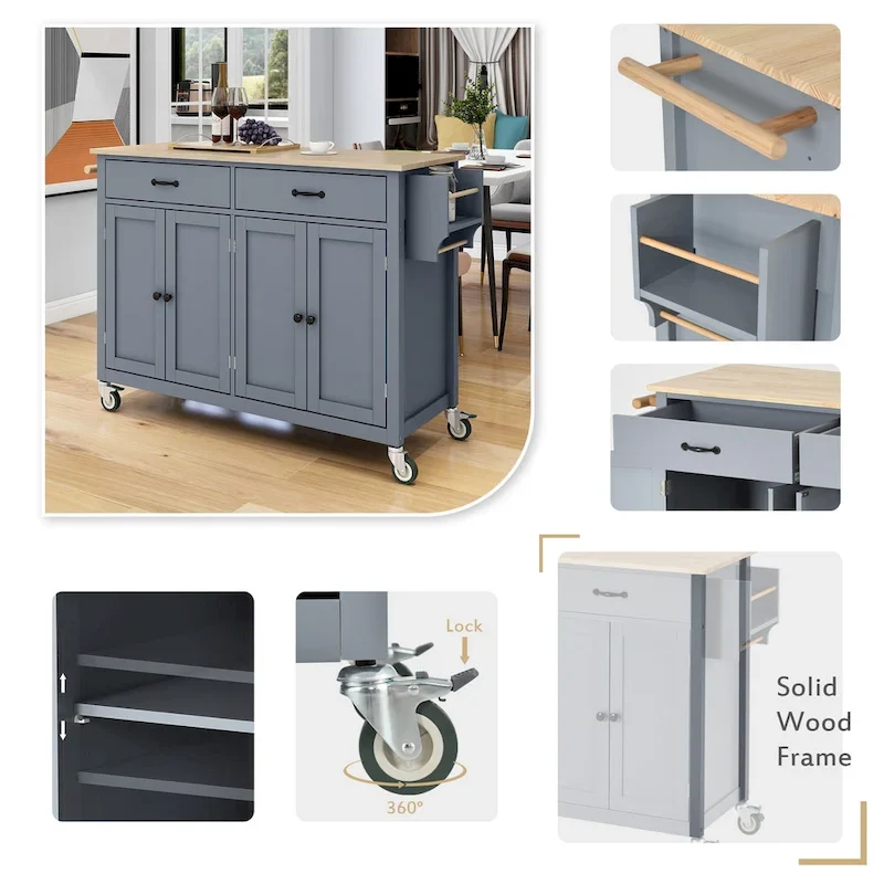 Kitchen Island Finish with Wood Top Kitchen Cart