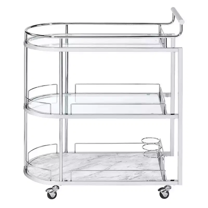 Acme Furniture Inyo Bar Serving Cart Clear Glass/Chrome Finish
