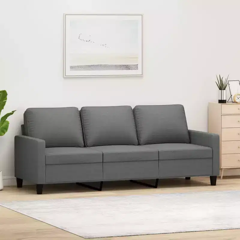 3-seater Sofa Dark Grey 100% Polyester Fabric, Metal, Textilene, Foam