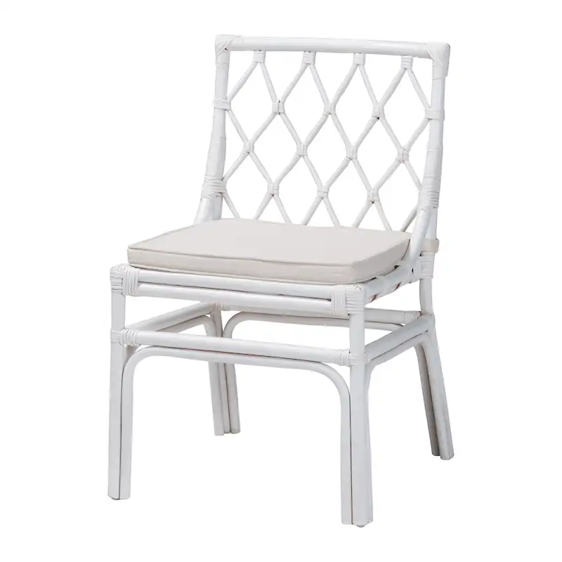 Bohemian White Rattan Dining Chair