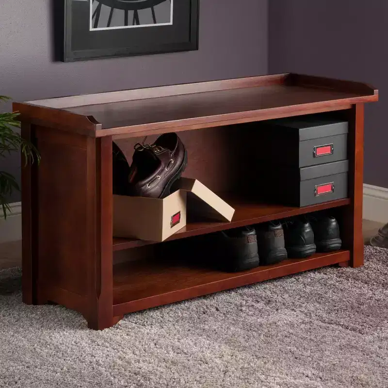 Milan Bench with Storage Shelf Winsome Walnut