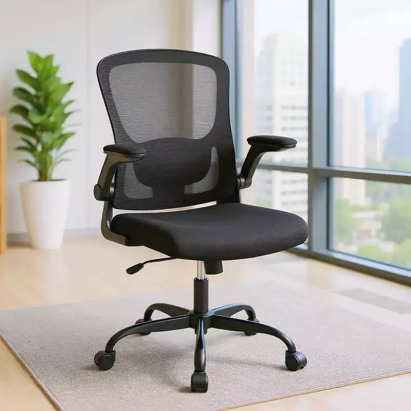 Ergonomic Mesh Office Chair, Rolling Computer Chair with Flip-Up Armrests, Breathable Mesh Task Chair for Home or Office