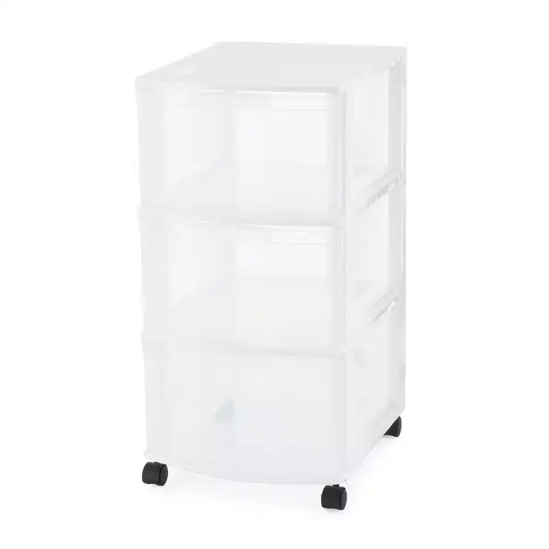 Gracious Living Classic 3 Drawer Organizer Plastic Storage Cart w/ Wheels