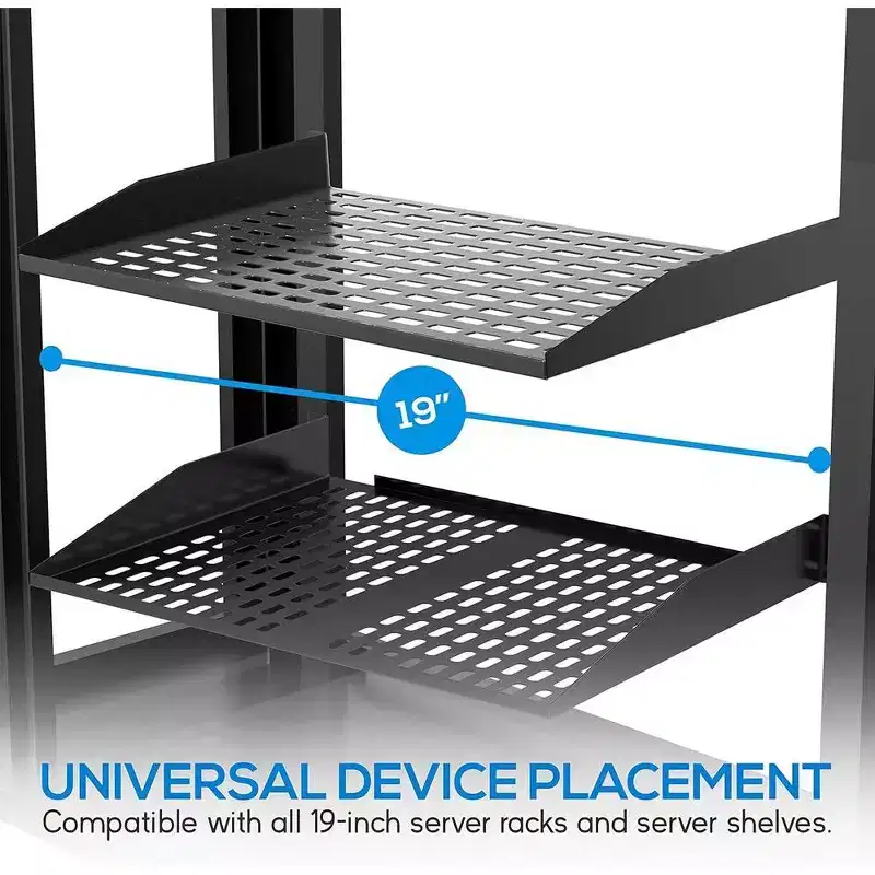 Heavy-Duty Server Rack Shelves for Easy Organization with Adjustable Depth, Sturdy Steel Construction, Black Finish