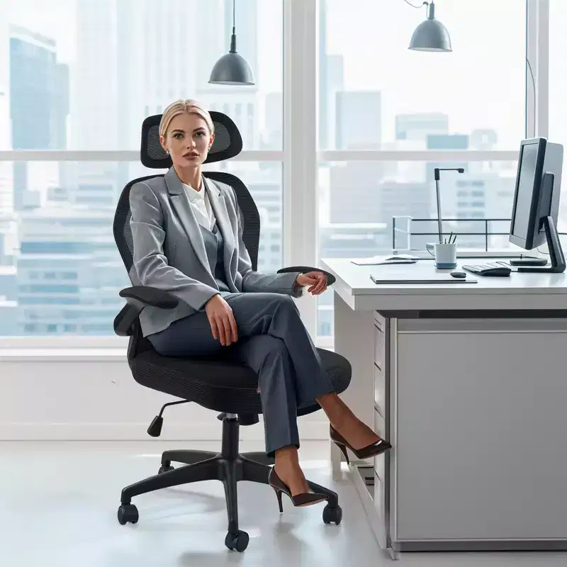 Ergonomic Mesh Office Chair with Adjustable Lumbar Support Flip-Up Arms Headrest 300 lb Capacity Desk Chair for Home Office Work from Home