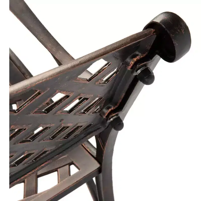 Balkene Home 61491 Patio Bench, Cast Aluminum, Lightweight & Sturdy, Garden/Backyard, Basketweave Design, Antique Bronze