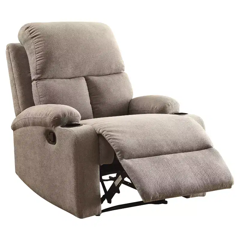 Rosia Linen Side Lever Recliner Gray - Acme Furniture: Microfiber, Side Handle, Cup Holders