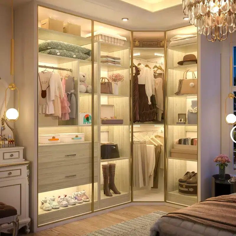 Besiost Corner Closet Organizer System with 2 Drawers