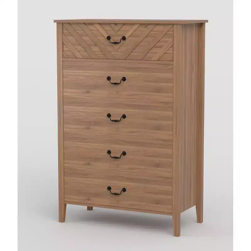Farmhouse 5 Dresser for Bedroom, 45.2 Tall Dresser, Vertical Drawer with Storage Freestanding, Wooden Closet Storage Chest for Bedroom