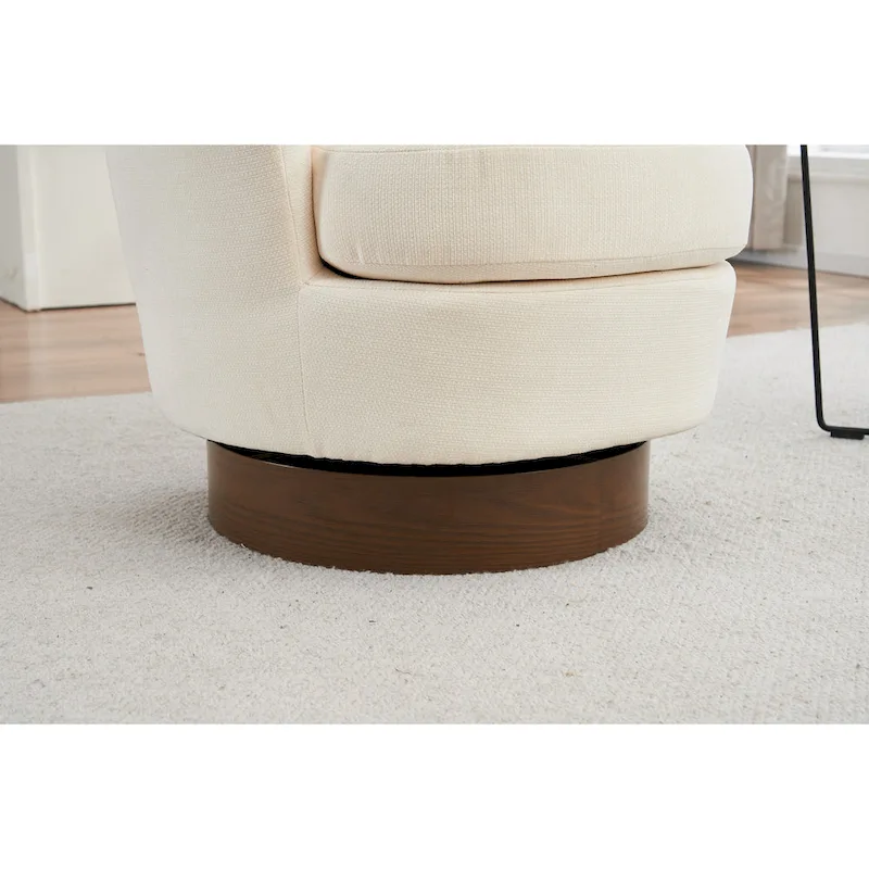 29.3 Upholstered Swivel Barrel Chair with Stainless Steel Base