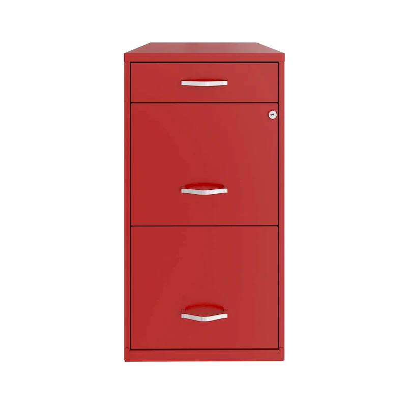 18 Deep 3 Drawer Metal File Cabinet, Lava Red