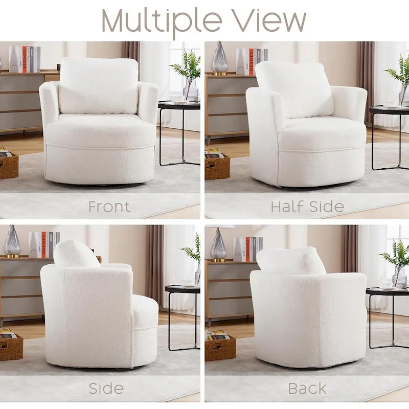 HOMYKA Swivel Accent Barrel Chair Round Arm Chair with Pillow