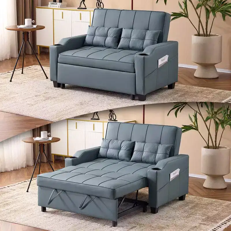 Karl Home |Tufted Upholstered Cat's ClaWide Leather Sleeper Sofa Bed