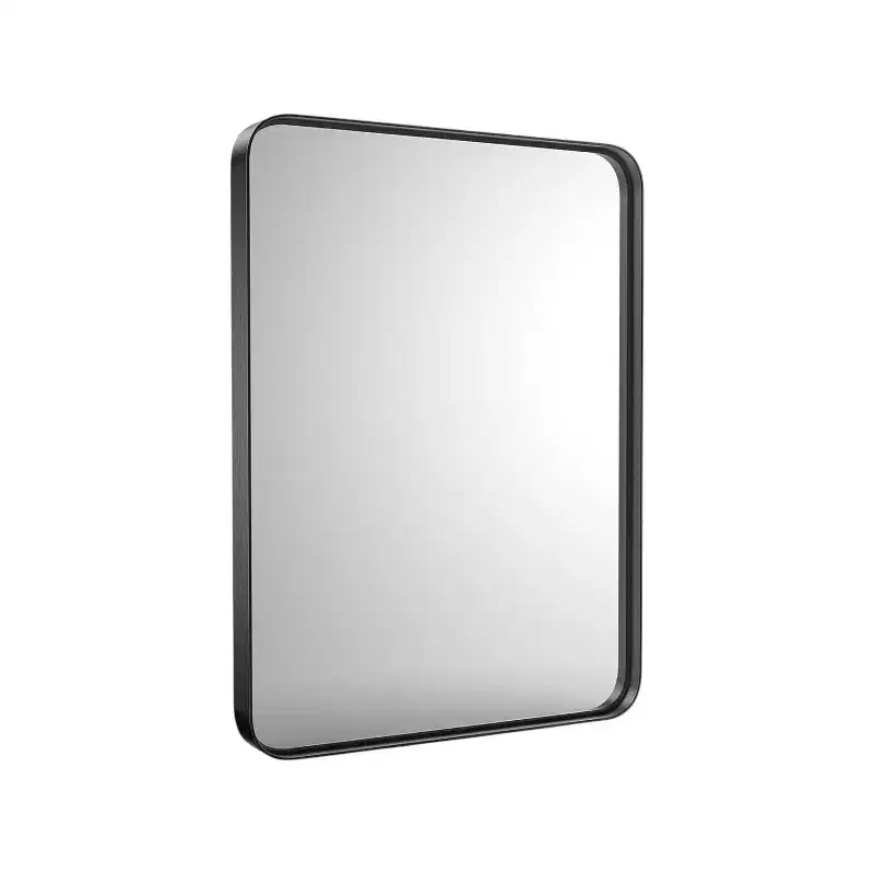 HomeRoots 35 Black Metal Floating Framed Bathroom Vanity Mirror