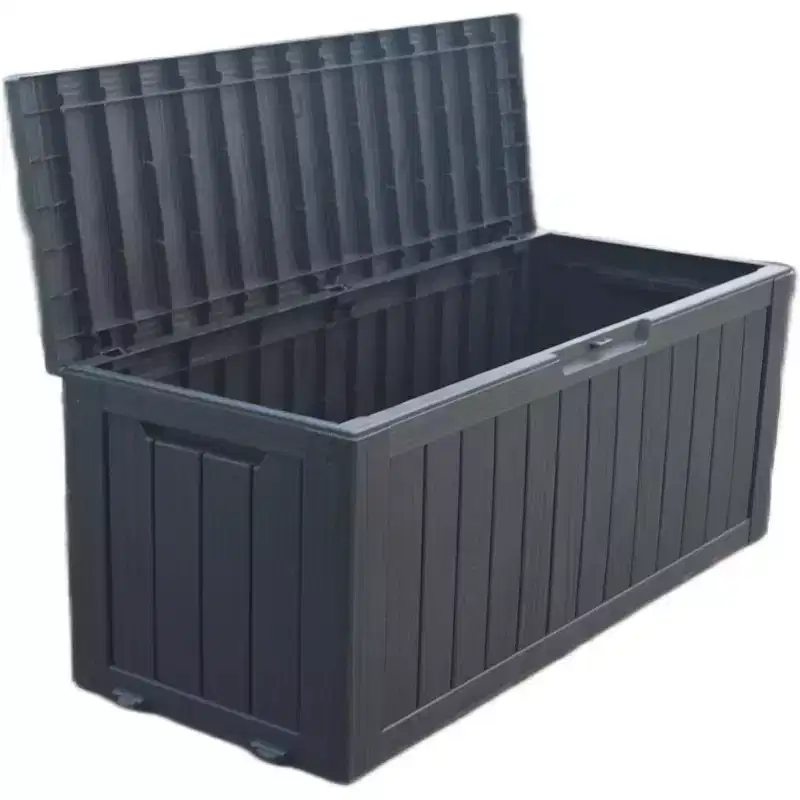 120 Gallon Deck Box, Outdoor Storage Container Steel Insert Waterproof Lockable UV Resistant for Patio Furniture Garden Tools Pool Supplies