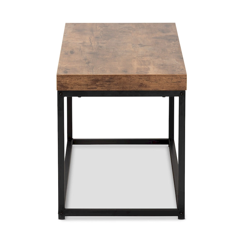 Bardot Modern Industrial Wood and Metal Accent Bench-Walnut Brown