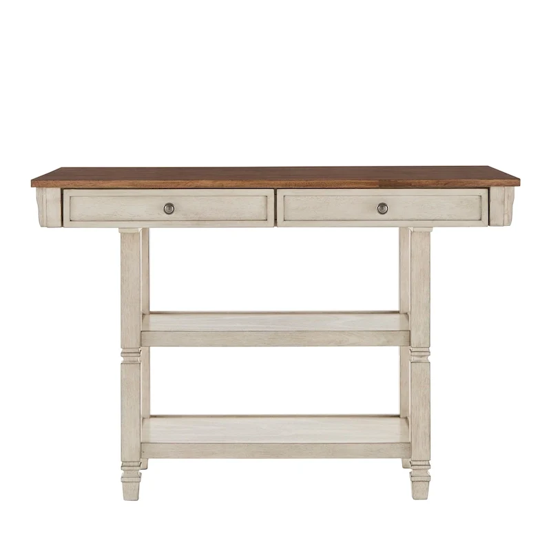 Two-Tone Kitchen Island Buffet with Drawers and Shelves