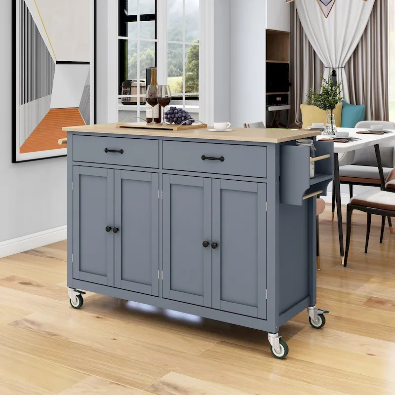 Kitchen Island Finish with Wood Top Kitchen Cart