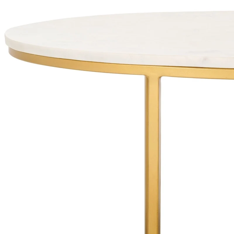 Marble Coffee Table (Fully Assembled) - 39 In. W x 21 In. D x 18.3 In. H - 39Wx21Dx18H