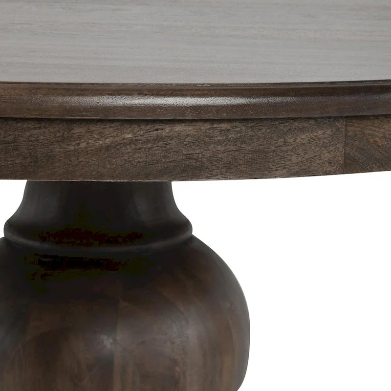 60-Inch Round Solid Wood Dining Table in Cocoa Brown