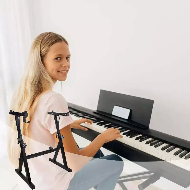 Adjustable Z-Style Keyboard Piano Stand, Heavy Duty Stable & Portable, Height & Width Adjustable, Fits 44/54/61/88 Keys Electric Pianos, Black