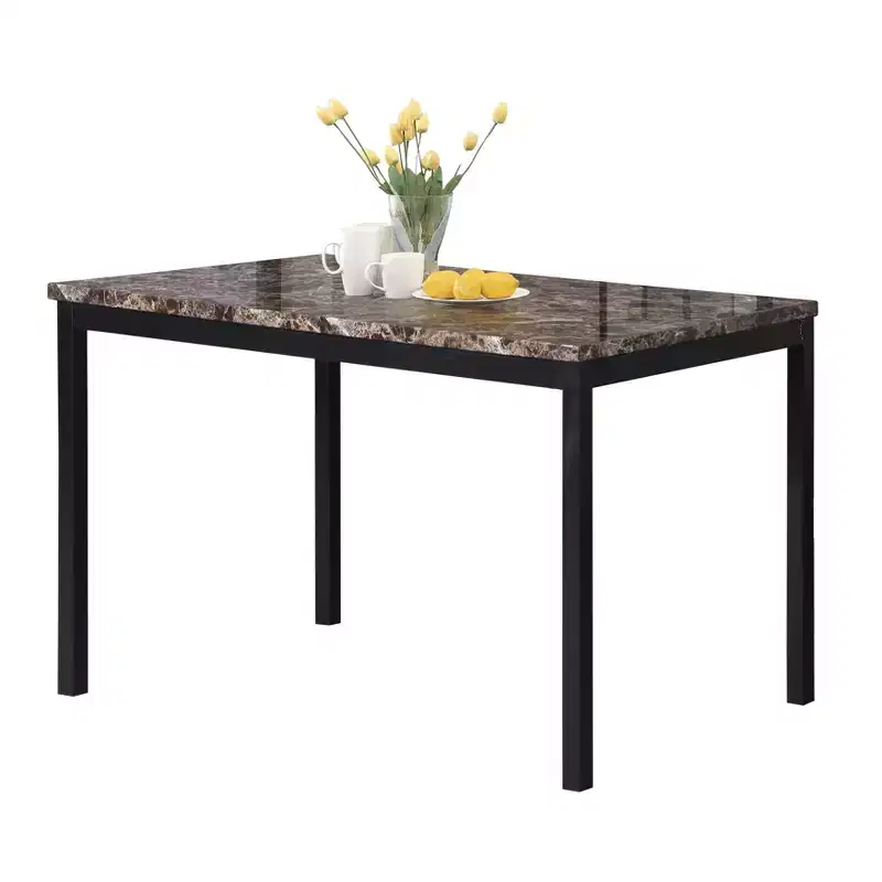 48IN Modern Dining Table with Laminated Faux Marble Top, Kitchen Table with Metal Legs, Small Table for Living Room, Kitchen