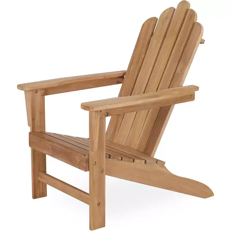 Tree City Teak Wood Adirondack Chair, Wide Armrest & High Back, Weather-Resistant Grade-A Teak Outdoor Patio Chair for Garden, Porch or Beach