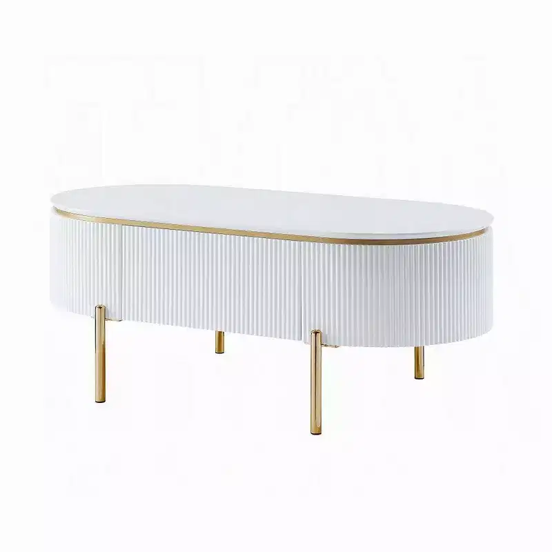 Oval Coffee Table with Drawer, 47
