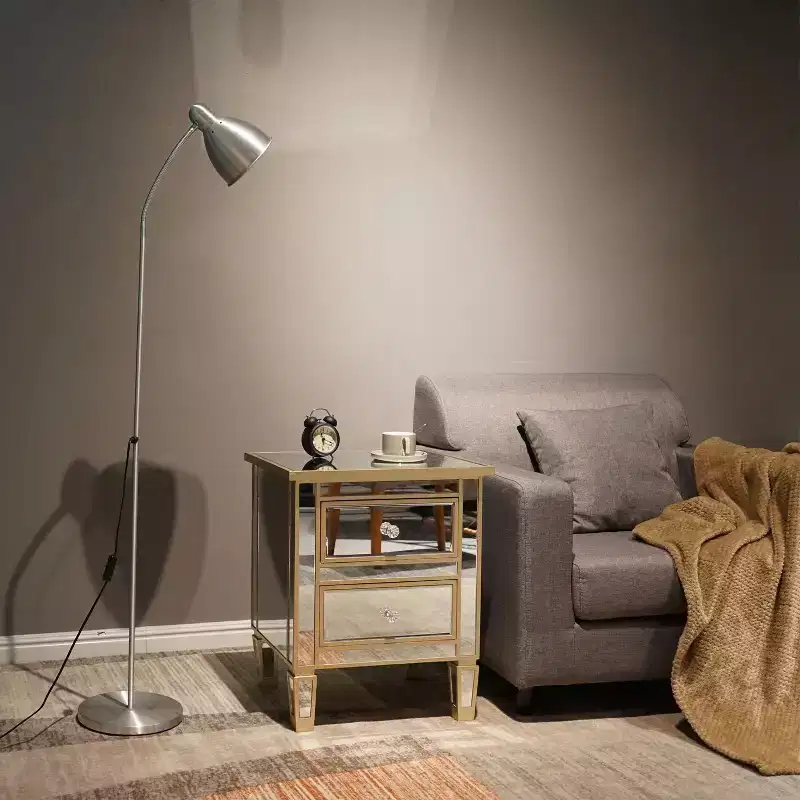 2-Drawer Nightstand with Gold Handles, 19.69