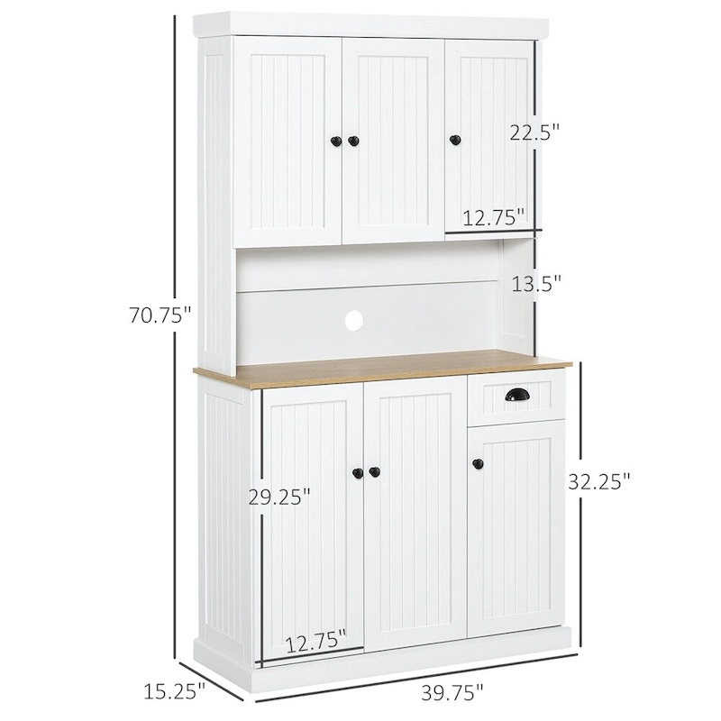 71 Buffet with Hutch,Modern Kitchen Pantry Storage Cabinet w/Drawer