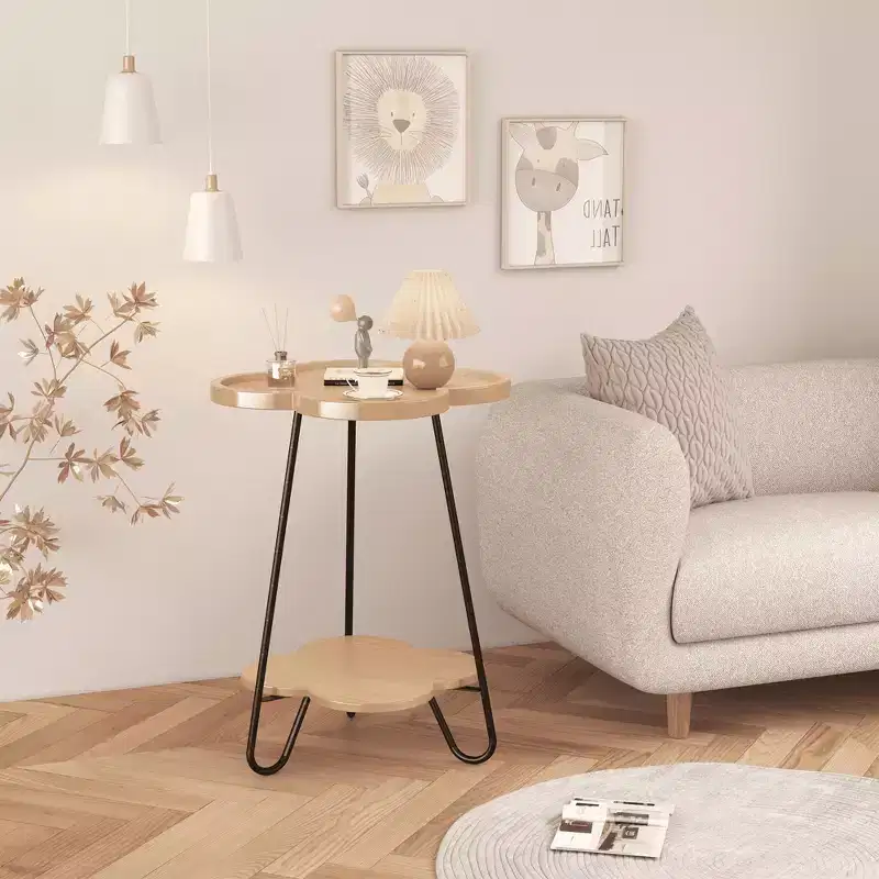 Round Accent End Table for Living Room & Bedroom, Modern Side Table