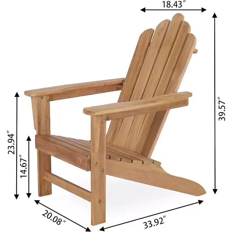 Tree City Teak Wood Adirondack Chair, Wide Armrest & High Back, Weather-Resistant Grade-A Teak Outdoor Patio Chair for Garden, Porch or Beach