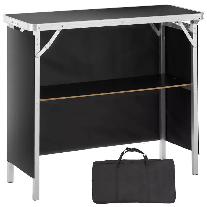 VEVOR Folding Portable Bar Table, Tradeshow Podium Table for Indoor, Outdoor, Party, Picnic, Exhibition, Includes Carrying Case, Black