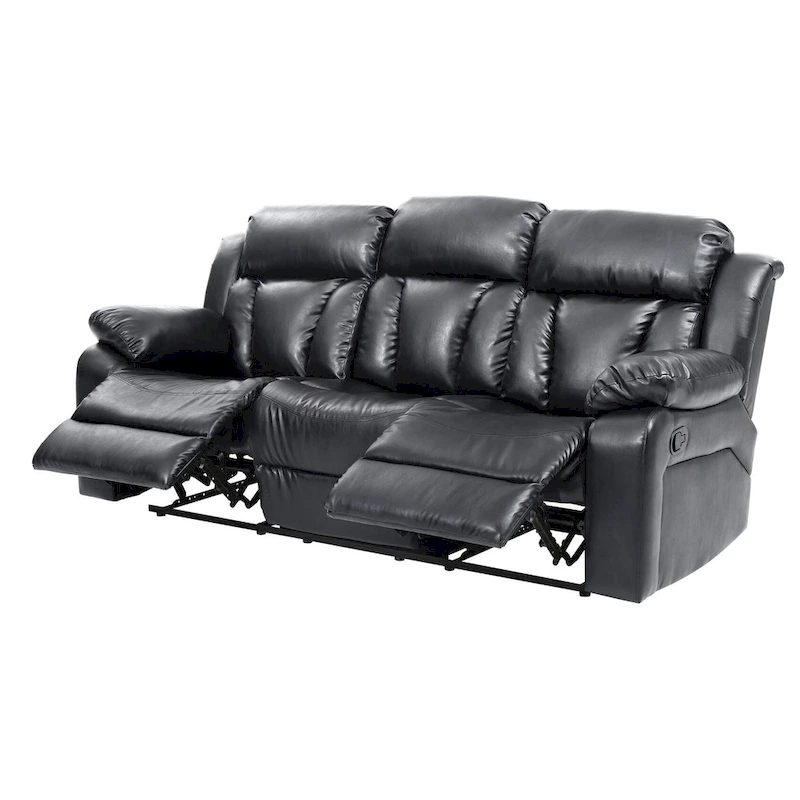 Daria 85 in. W Flared Arm Faux Leather Straight Reclining Sofa - 37L x 85W x 41H