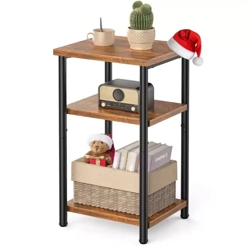 3-Tier Nightstand with Adjustable Feet, 1 PC/2 PCS Compact End Table with Storage Shelves, Bedside Table for Living Room, Bedroom, Bathroom