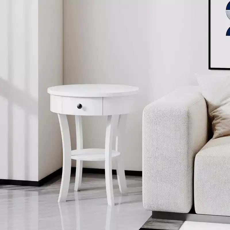 tier Side End Sofa Table Round Nightstand Bedroom Living Room White/Espresso/Black