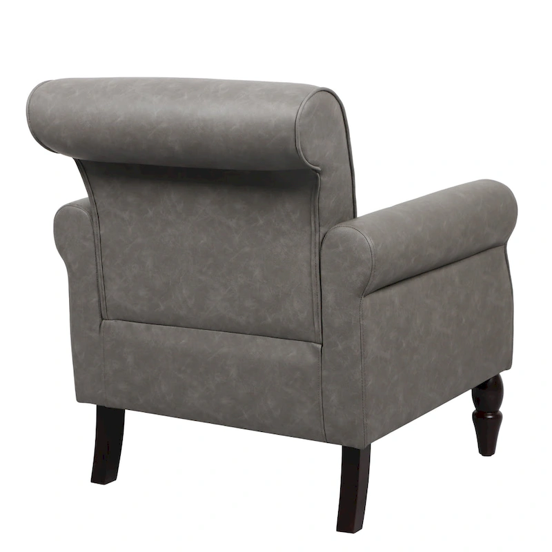 Rolled Armrests PU Accent Chair with Nailhead Trim (Set of 2)