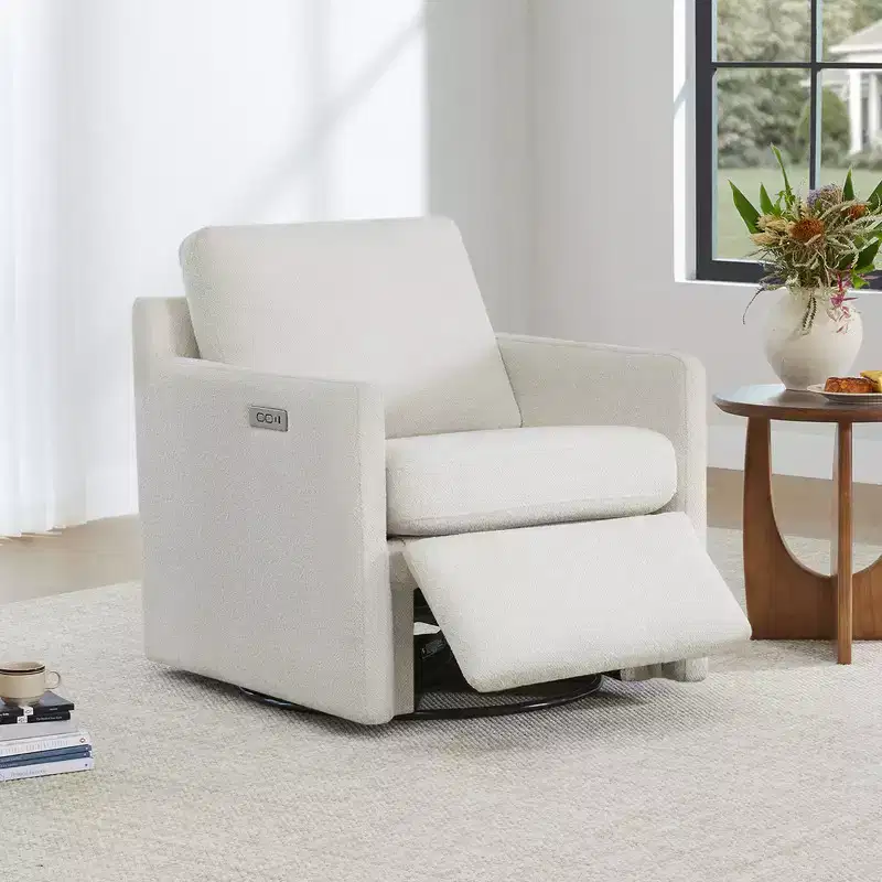 Spruce & Spring Power Swivel Accent Chair Wall Hugger with Electric Footrest