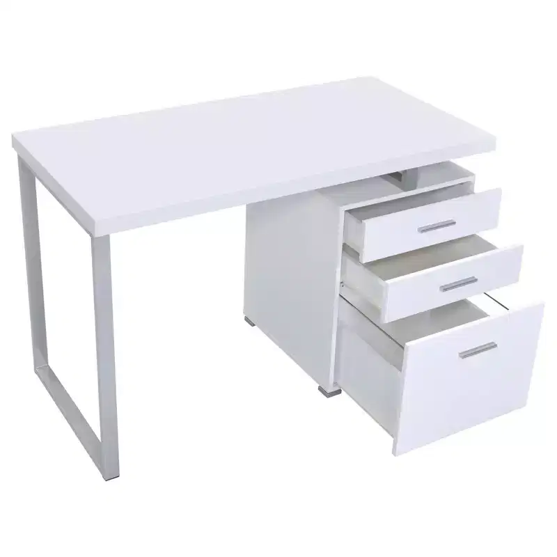 TUYOHW 3-Drawer Reversible Office Desk,Computer Desk with File Cabinet,Metal Legs,47.25 Modern Writing Desk for Home Office,Study,Bedroom,White