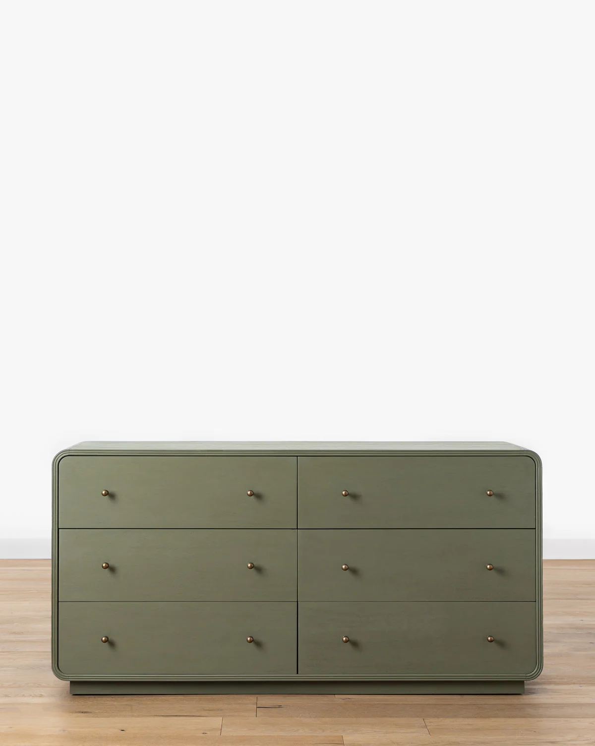 Modern Acacia Dresser with Laurel Green Finish & Brass Hardware for Bedroom