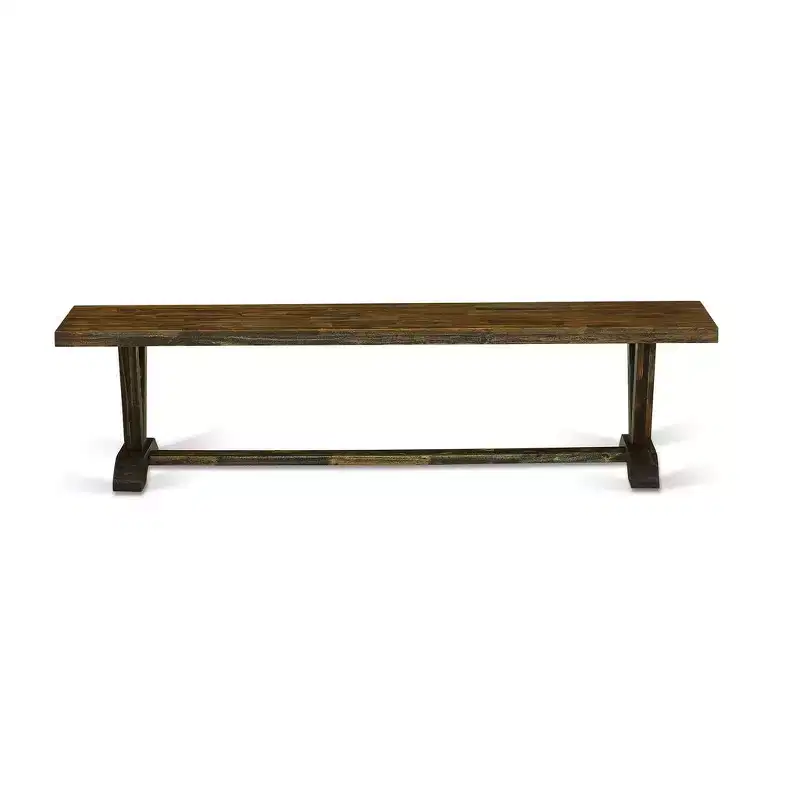 Modern Dining Table Bench with Wood Seat, 72x15x18 Inch, Espresso Finish