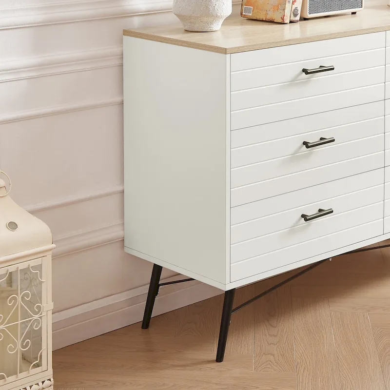47.2W Modern Bedroom with Deep 6 Drawers - N/A