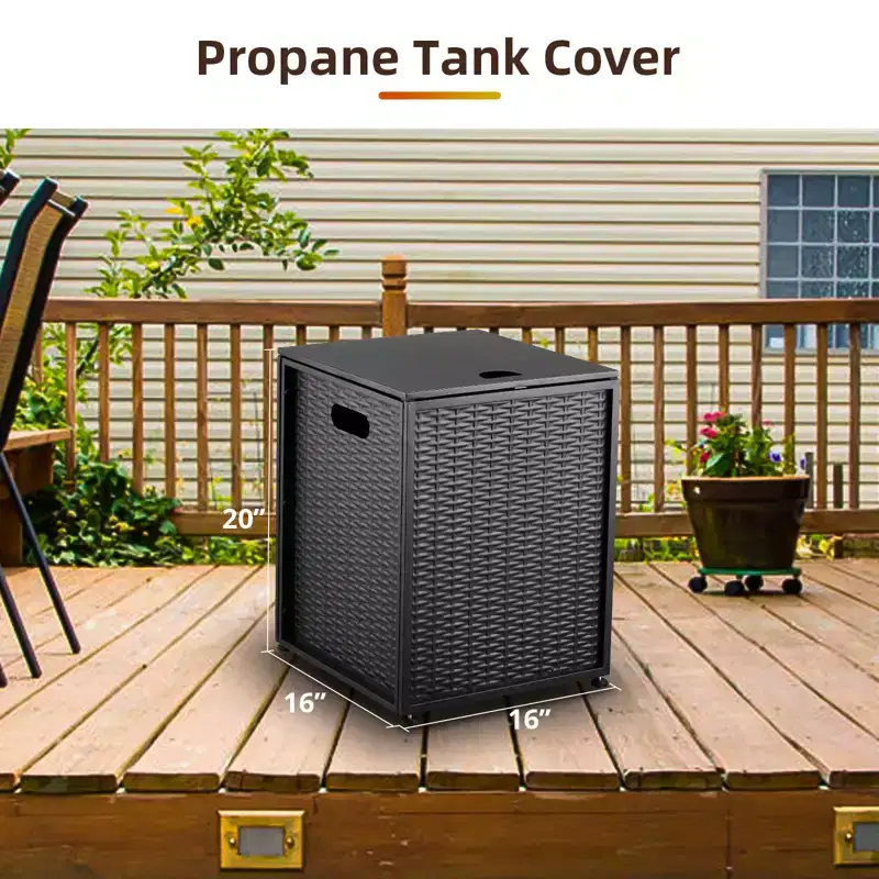 20Lb Propane Tank Cover and Side Table, Weatherproof Storage Box Specifically Designed, Portable Shell with Handle