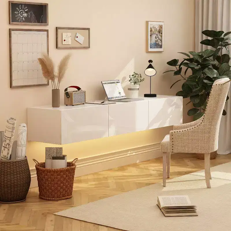 Famapy Wall - Mounted TV Cabinet Modern White Elegance and Functional Brilliance for Your Entertainment Space