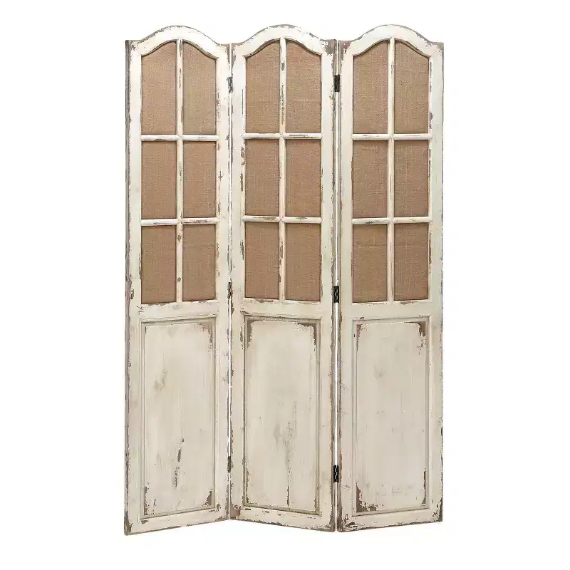 Farmhouse Wood Room Divider Screen Beige - Olivia & May