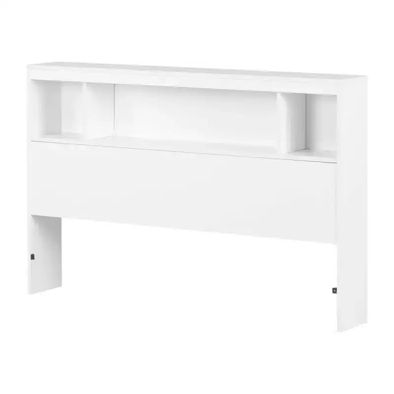 Full Size Bookcase Headboard, Pure White, Laminated Particle Board