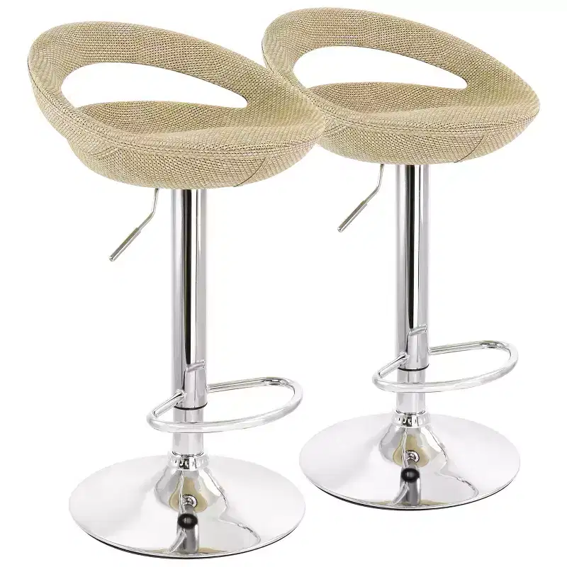 Elama 2 Piece Adjustable Rattan Barstool in Gray with Chrome Base
